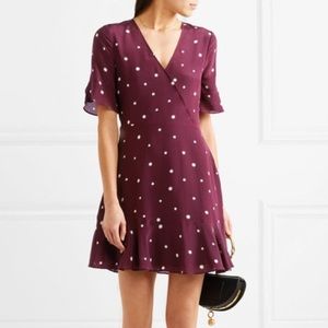 Madewell Silk Flutterhem Star Dress in Burgundy